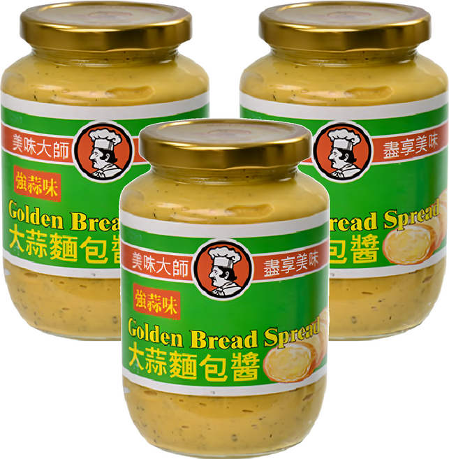 CHEF'S CHOICE 美味大師 大蒜麵包醬 強蒜味, 470g, 3罐
