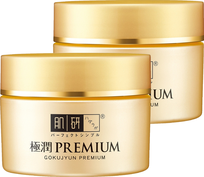 HADALABO 肌研 極潤PREMIUM金緻高效保濕精華霜 8重玻尿酸 深層保濕 修護屏障, 2罐, 50g