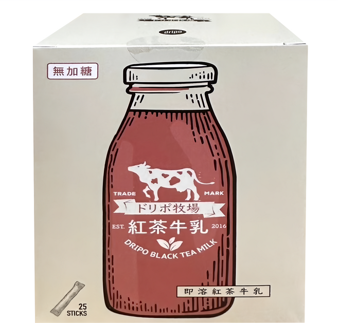 dripo 即溶牧場 紅茶牛乳無添加糖, 13g, 25包, 1盒