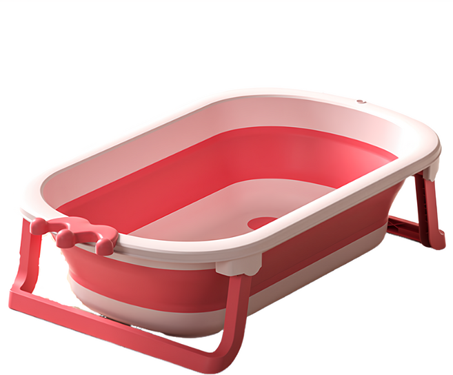 兒童摺疊澡盆 粉色, 1個