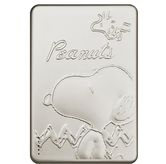 PEANUTS 史努比 浮雕系列 PD磁吸無線充行動電源 20W 10000mAh, PSN-141, 微笑款 鈦色