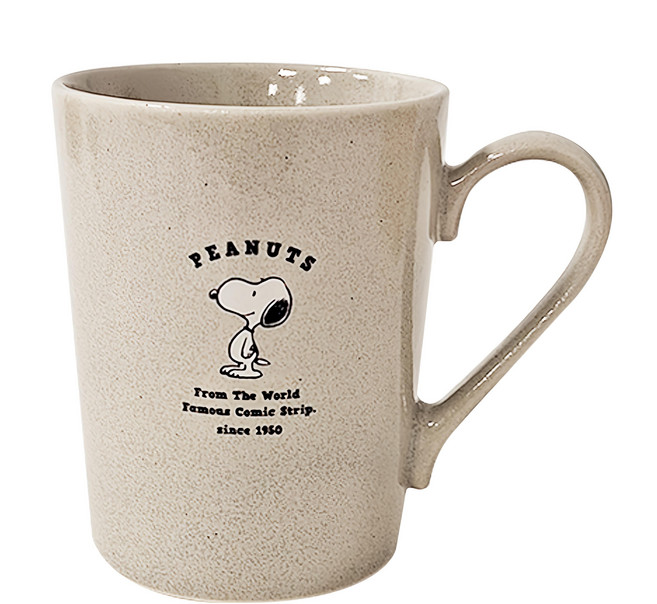 kanesho 金正陶器 Snoopy 陶瓷馬克杯 614216 直徑8 x 10.5cm, 石頭灰, 1個