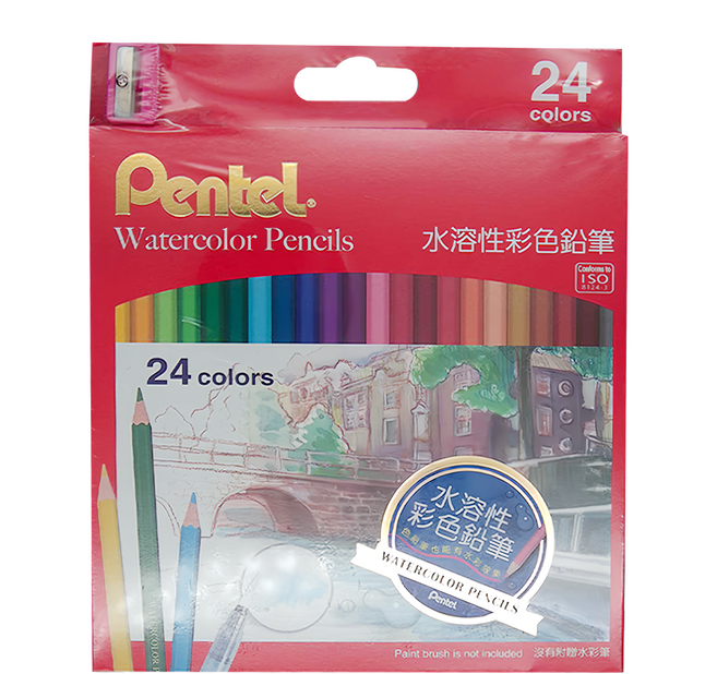 Pentel 飛龍文具 水溶性彩色鉛筆 CB9-24, 24色, 1個