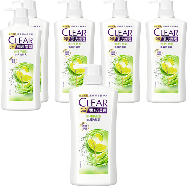CLEAR 淨 控油平衡型 去屑洗髮乳, 750g, 6瓶