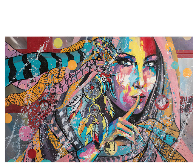 24mama 掛畫 北美波希米亞部落 幻想着身像無框畫 - 捕夢網女人 藝術插畫