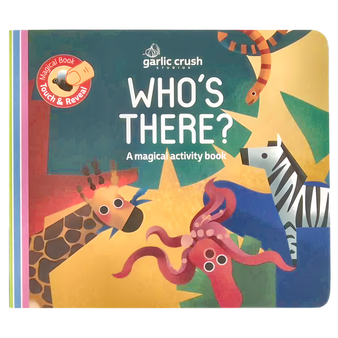 garlic crush studios Who's There? 誰在那兒：冷藏活動書，有趣的書，使用你的腳、手、嘴唇和肚子來揭示隱藏的動物, 圖板書