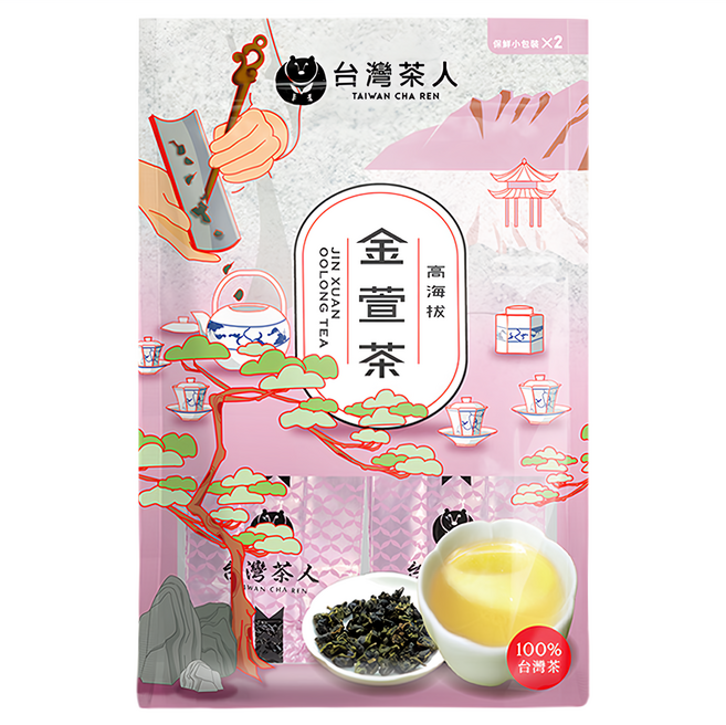 台灣茶人 100%台灣茶 高海拔金萱茶, 50g, 2包, 1袋