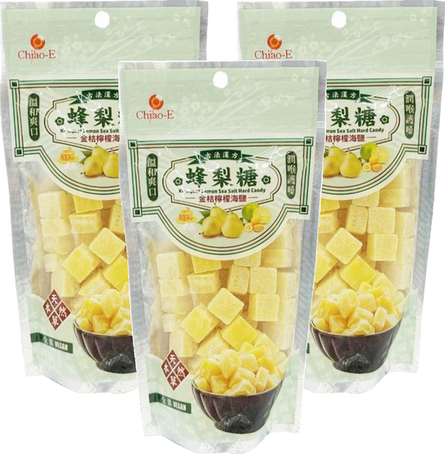 Chiao-E 巧益 金桔檸檬海鹽蜂梨糖, 210g, 3包