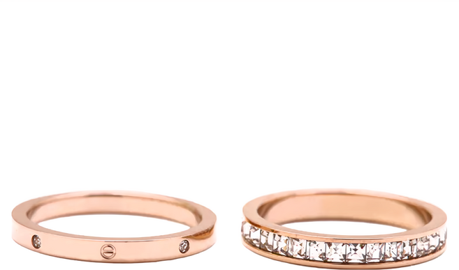 RADIANT STAR 璀璨之星 穿透雲光的想念 簡約夾鑽鈦鋼戒指 KTL478 2件組