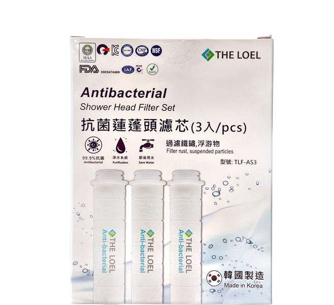 THE LOEL 抗菌蓮蓬頭濾芯3件組 TLF-AS3 直徑30 x 128mm, 1組