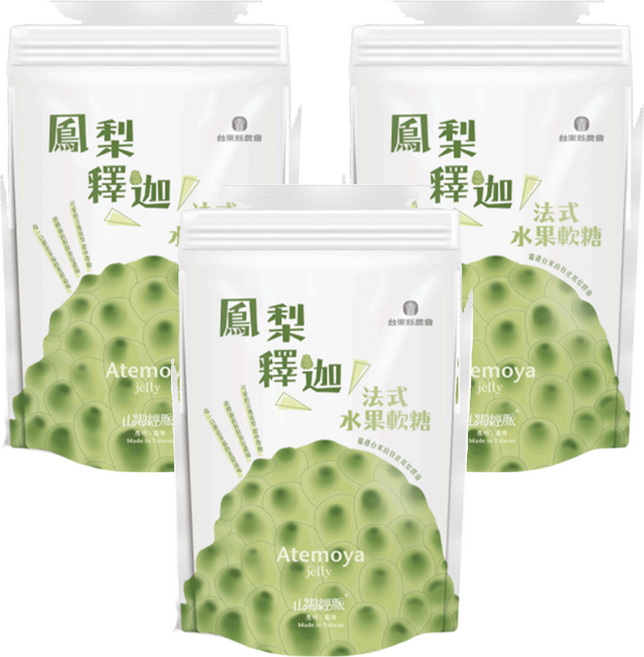 台東縣農會 法式水果軟糖 鳳梨釋迦口味, 100g, 3包