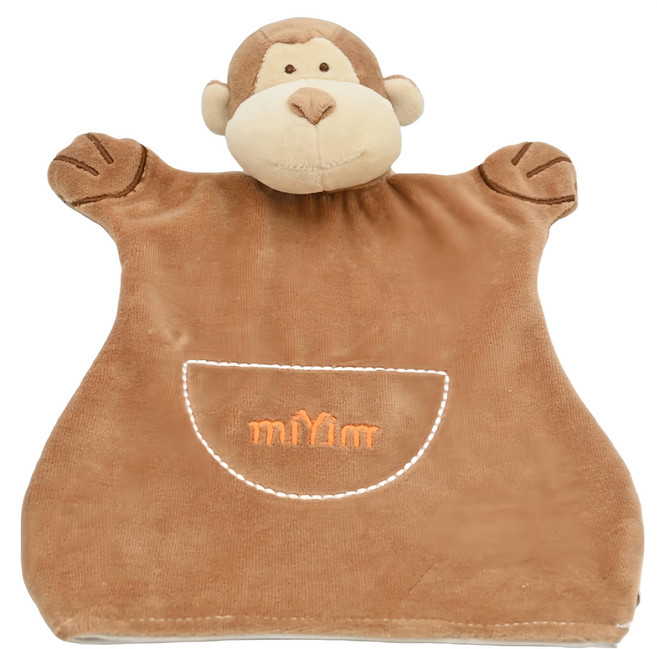 miYim 有機棉手偶安撫巾 布布小猴 有機棉短毛不致敏 彌月禮物推薦 伴讀道具 實用幼兒教具 寶寶抓握搓揉 安全感加倍, 1個