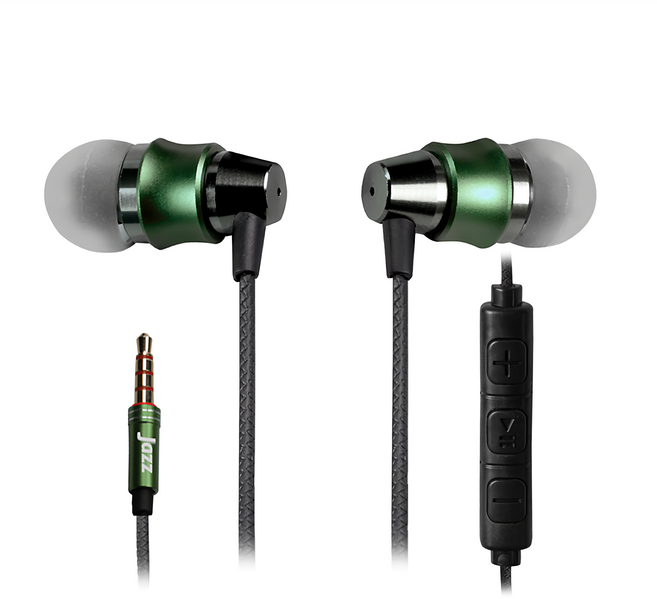 INTOPIC 廣鼎 入耳式鋁合金耳機麥克風 耳機 + 收納袋 + 耳塞 2個 + 束線帶, JAZZ-I112, 咖啡色