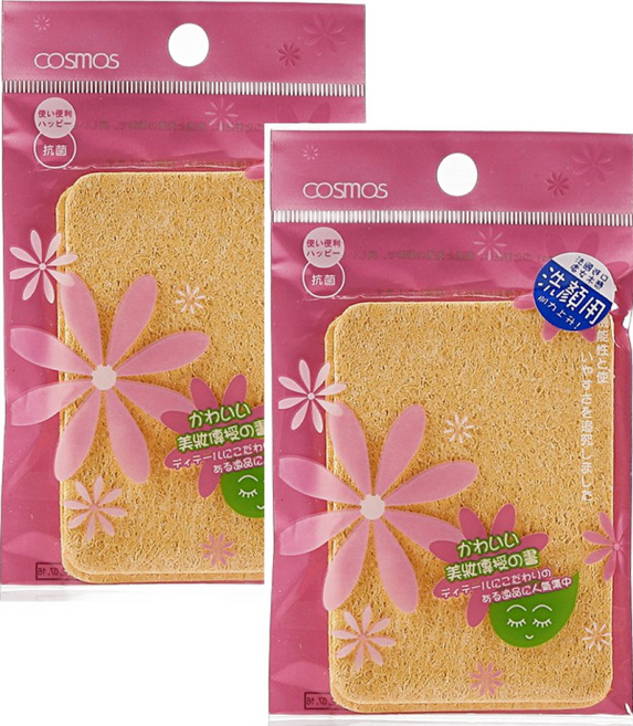 台灣 COSMOS 壓縮洗臉海綿 2入, 方形, 2組