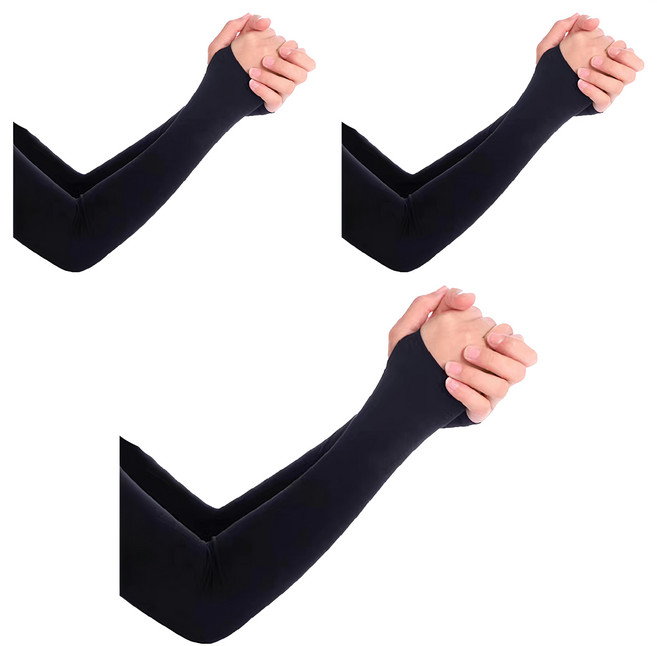 Amiss 機能感 台灣製防曬涼感袖套 UPF50+, 黑色, 3雙