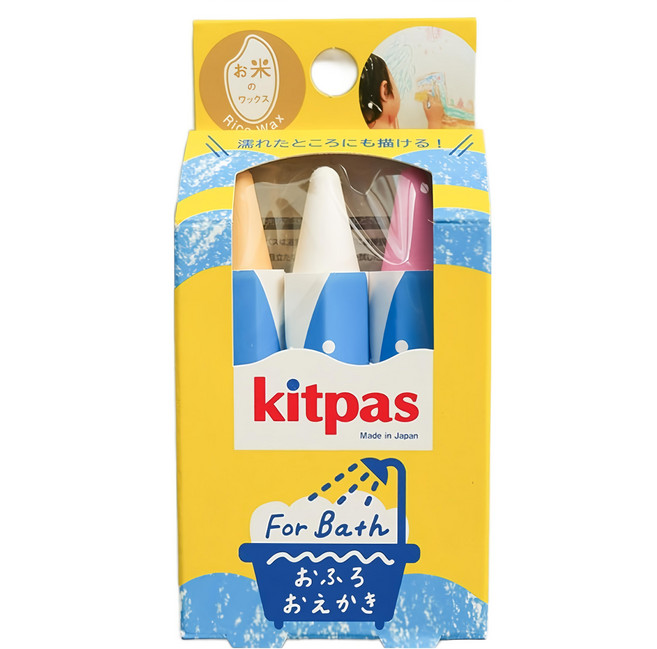 kitpas 環保無毒浴室水洗蠟筆3件組 日本製 黃色 + 粉色 + 白色, 1組, 3色