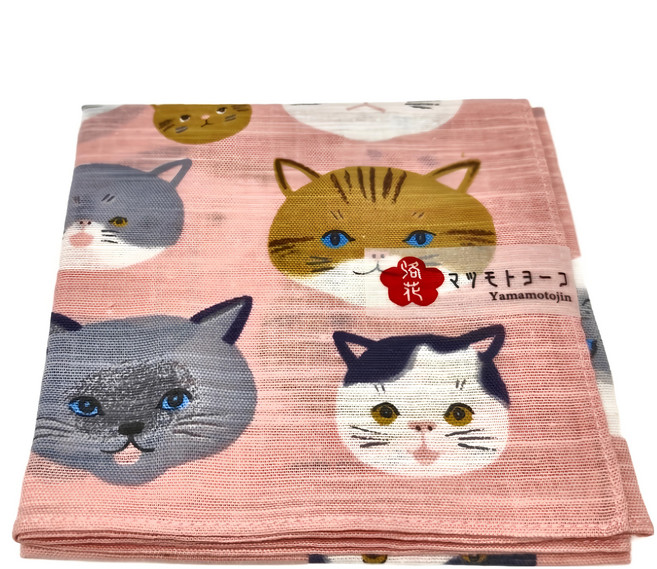 日本 京都 山本仁商店 貓咪 風呂敷 便當包巾 50 x 50cm, 1個, 1入
