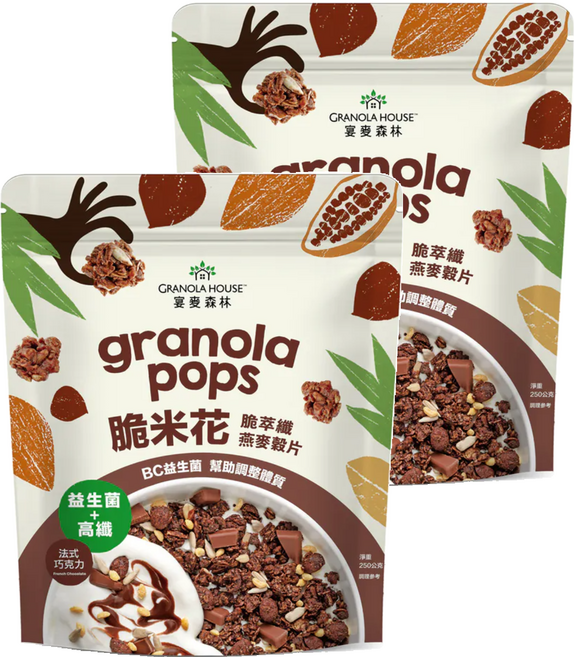 GRANOLA HOUSE 宴麥森林 脆米花 脆萃纖燕麥穀片 法式巧克力 10.2克膳食纖維, 250g, 2包