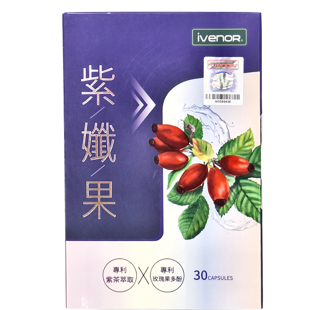 ivenoR 紫茶 + 玫瑰果膠囊, 30顆, 1盒