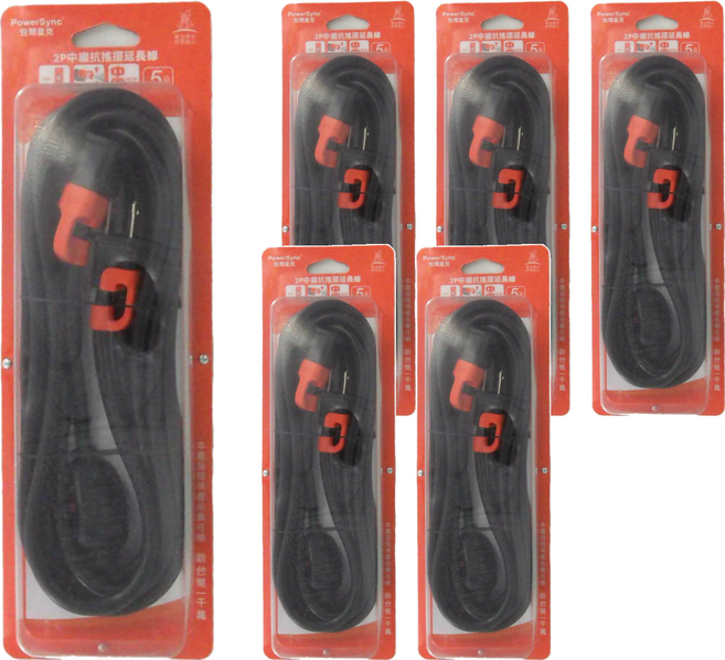 PowerSync 群加 2P 一對一中繼抗搖擺延長線 TS1VC030, 6個, 黑 + 橘色, 3m