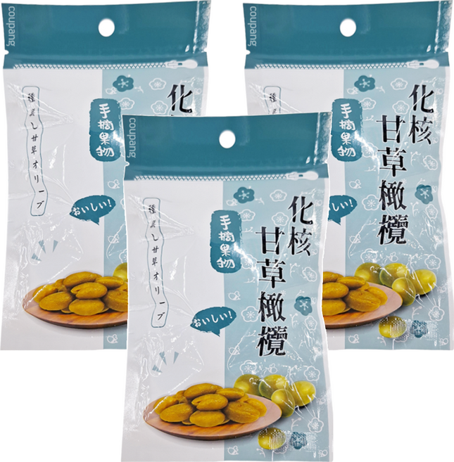 手摘果物 化核甘草橄欖, 60g, 3包