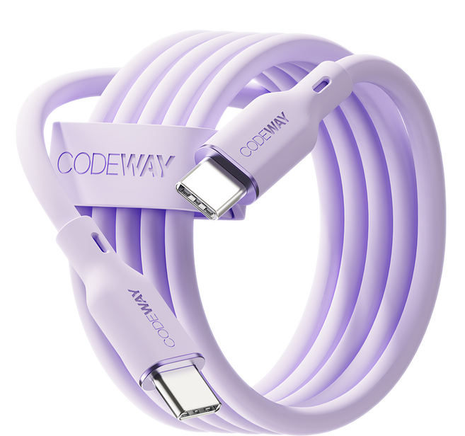 CODEWAY PALLET系列 100W PD USB-C to USB-C 傳輸線, 200cm, 紫色, 1條