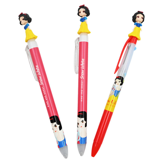 韓國 hM PLUS 迪士尼造型原子筆 0.5mm 3支, 白雪公主 3色 + 單色 2支, 1組
