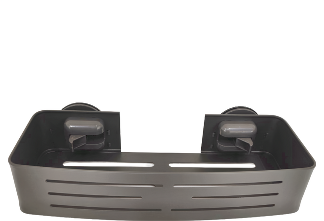 吸盤浴室置物架 長方形, 槍灰色, 1個