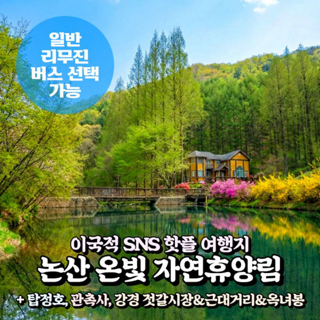 [충남] 핫플! 논산 온빛 자연휴양림+탑정호 출렁다리+관촉사+강경 당일여행(일반/리무진)/서울경기出