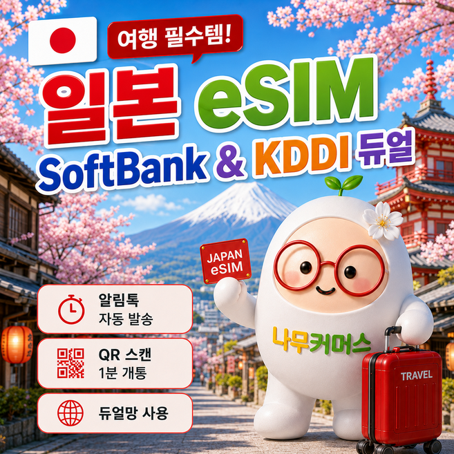 [일본]  일본이심 5G 소프트뱅크 KDDI 듀얼 무제한 데이터 eSIM