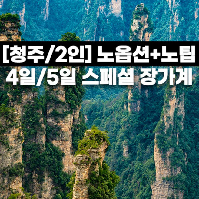 6위 - [장가계] 청주출발 노옵션 장가계직항 원가계 영화속 천문산 천자산 중국무비자 3박4일/4박5일