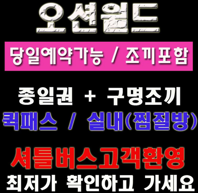 [오션월드] [당일가능] ★☆오션월드 비발디파크 종일권 실외락카 오션월드내구명조끼 오후권