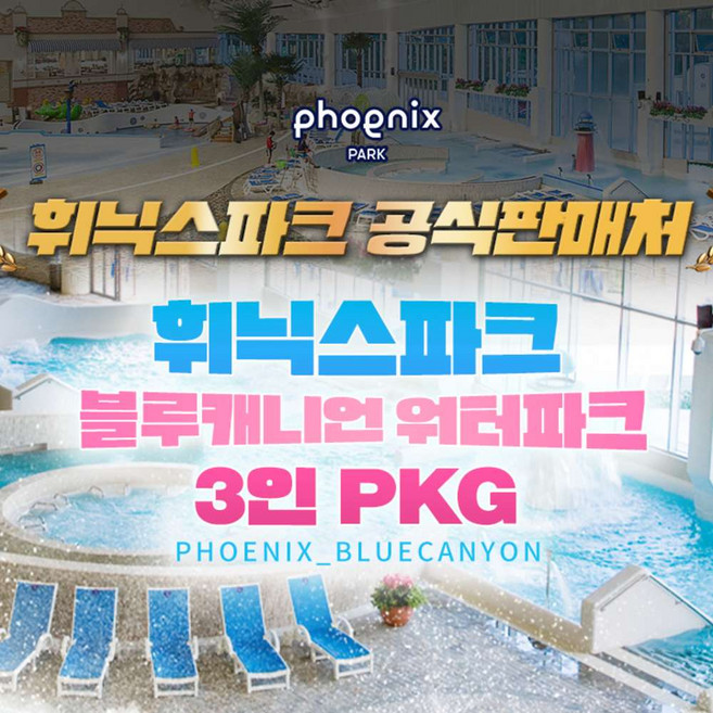 [평창] [공식판매처] 휘닉스파크 블루캐니언 워터파크 종일권+구명조끼 3인PKG