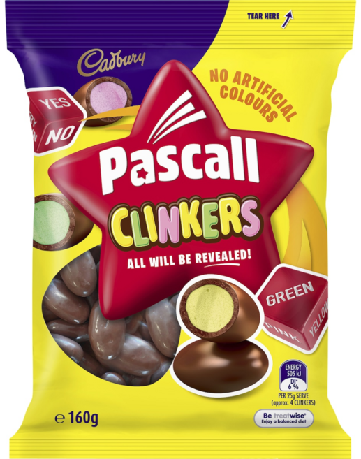캐드버리 파스칼 클링커스 Cadbury Pascall Clinker Milk Chocolate Lollies Snack & Share Bag, 1개, 160g