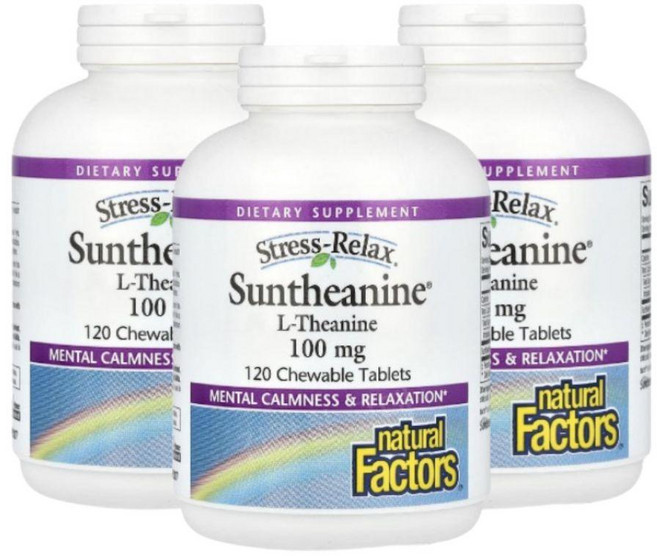 [120정] 네추럴팩터스 L 테아닌 Suntheanine 100mg 츄어블 120정, 3개, 120정