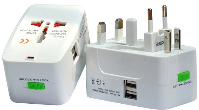 일상생활 해외 여행용 USB 멀티아답터 2포트 올인원 플러그, 1개