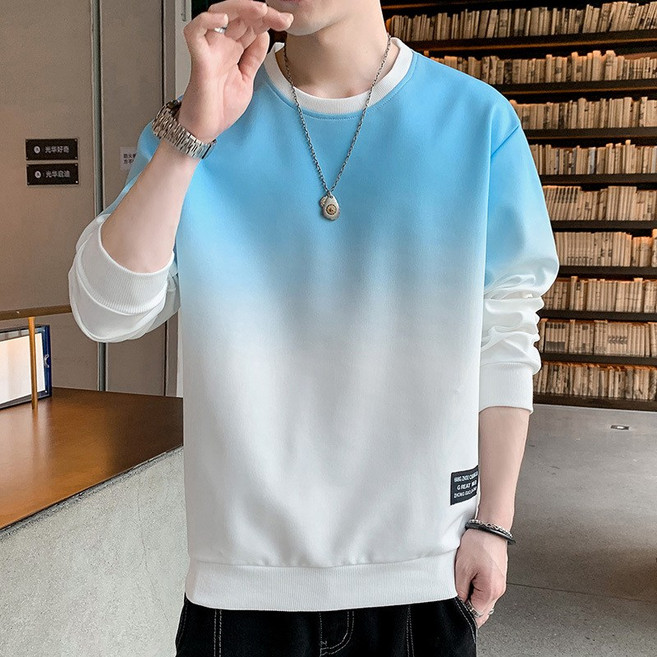 스타일아유 봄가을 맨투맨 남성 그라데이션 라운드 긴팔 패션 티셔츠 데일리 캐주얼 TS2935