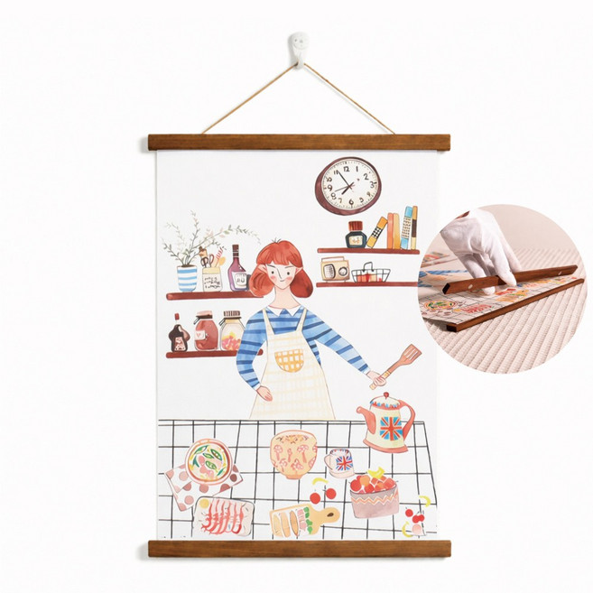 마벨인홈 원목 자석 행잉 프레임 포스터 족자, 1개, 월넛