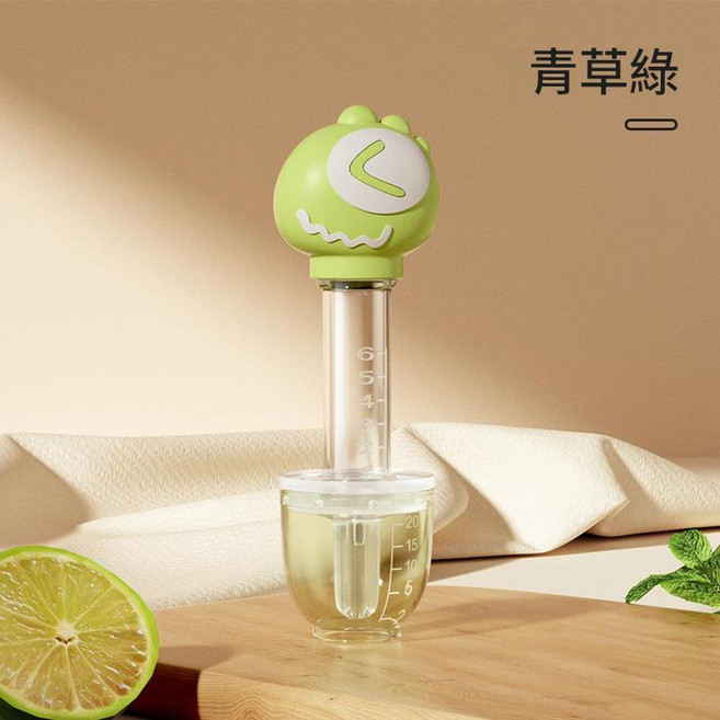 嬰兒防嗆餵藥器 滴管式矽膠喝藥器 寶寶專用輔助餵藥工具, 綠色 帶量杯, 1個, 如圖