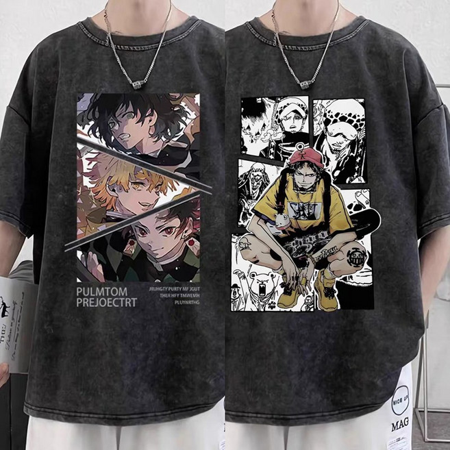 귀멸의 칼날 애니 원피스 빈티지 반팔티 105-110 로우 베포 손오공 조로 만화 캐릭터 티셔츠