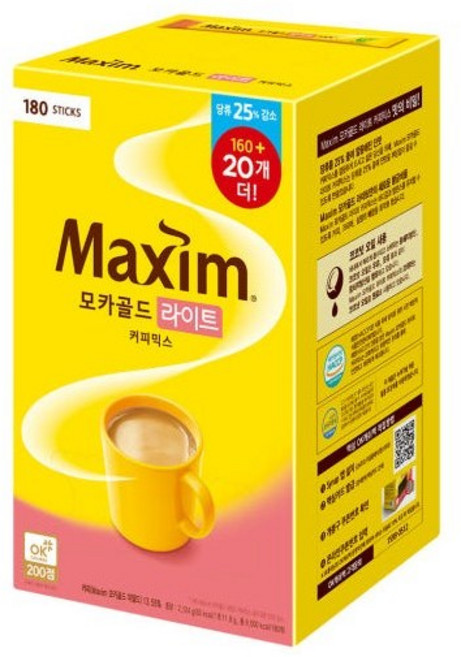 맥심 모카골드 라이트 180T(160T+20T), 1개, 180개입