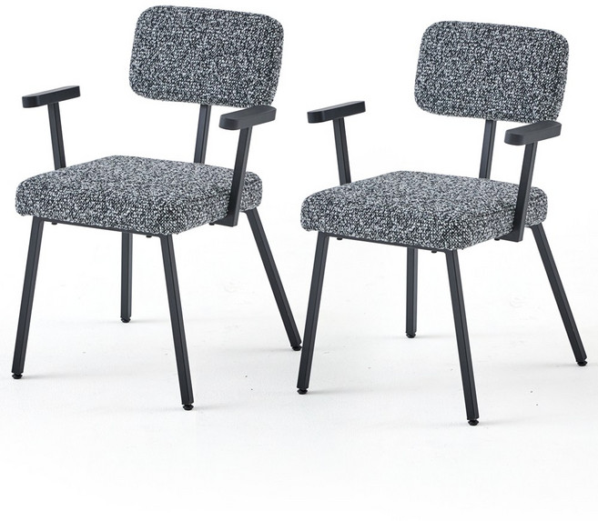 포블리스 BROOK 브룩 패브릭 디자인 식탁의자, 블랙-팔걸이, 2개