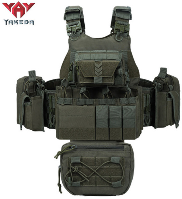 Yakeda 내구성 전술 멀티 캠 조끼 플레이트 캐리어 조끼 전술 사냥 보호 1000D 나일론, [06] green-8833