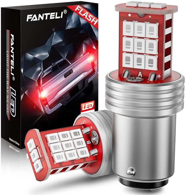 FANTELI 1157 LED 전구 깜박임 브레이크등 300% 더 밝은 2057 2357 7528 BAY15D 플러그 앤 플레이 스트로브 깜빡임 LED 스톱 라이트 브릴리언트, 1개