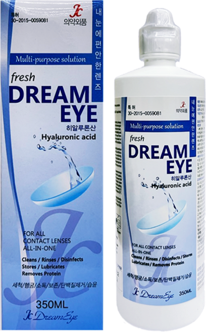 렌즈용액 드림아이멀티 350ml (국내 제약 회사 생산품) 렌즈세정액 세척액 보관액 식염수 다목적용액, 1개