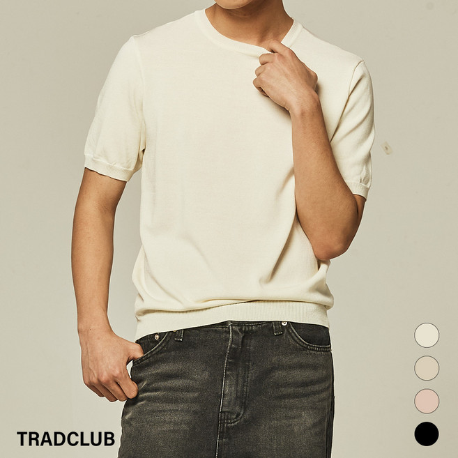 트래드클럽 베리 쿨 라운드 사계절 반팔 니트 (M~5XL 4컬러)