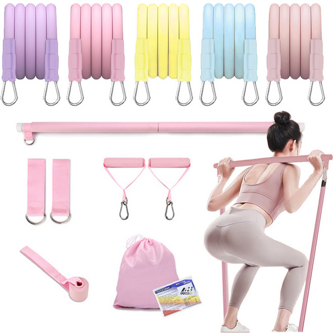 에이셉트 요가 필라테스 헬스 튜빙밴드 세트, 1세트, 핑크