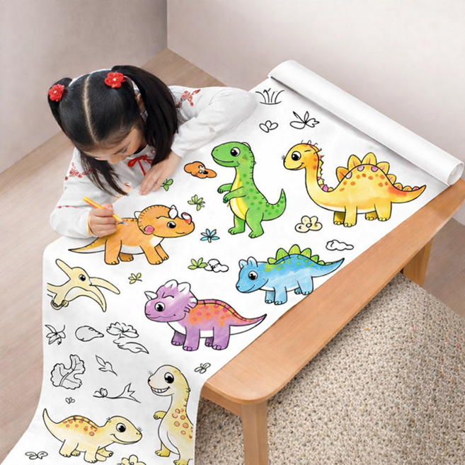 제이랜드 유아 어린이 색칠공부 대형 컬러링북 3M 롤 색칠놀이, 공룡 친구들, 1개