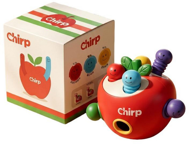 Chirp 蘋果形狀配對遊戲 觸摸感官啟蒙玩具, 紅色, 1套