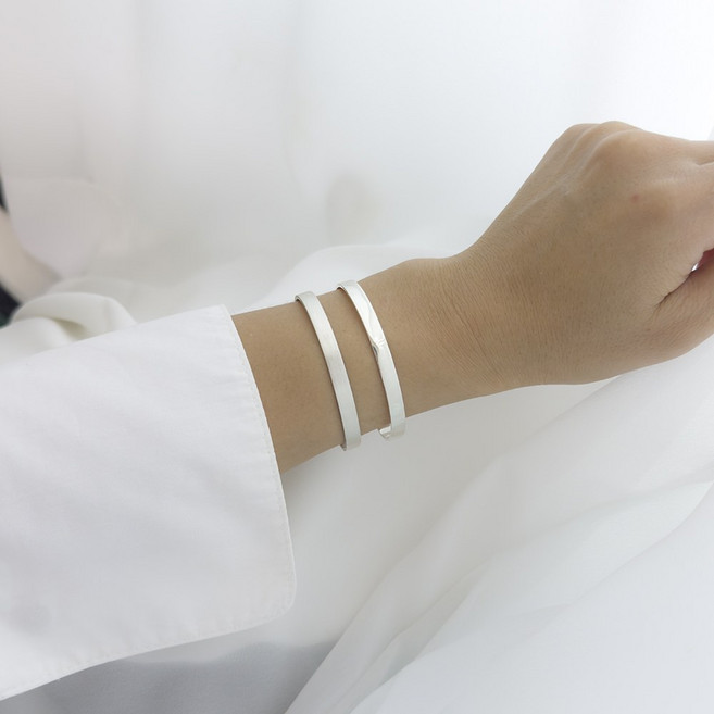 전체 순 은 925 실버 오픈 뱅글 팔찌 Bracelet